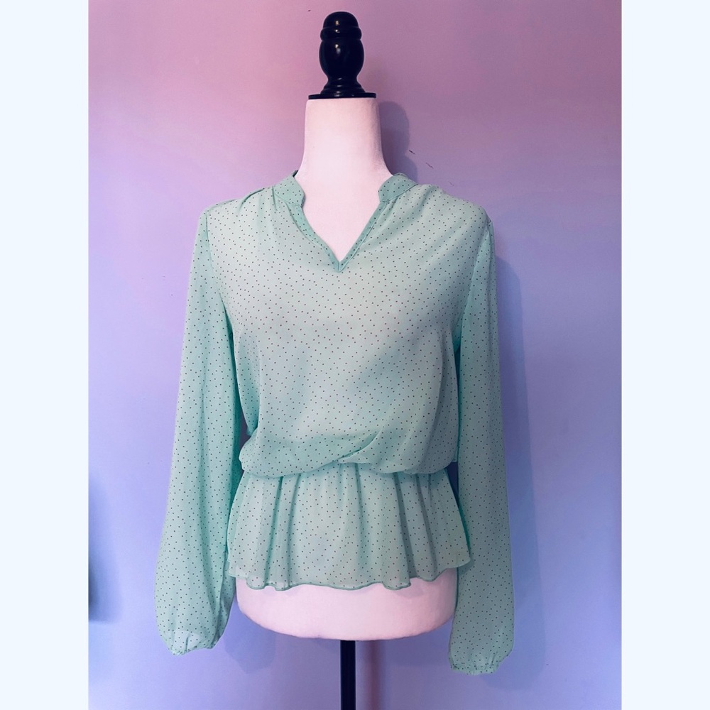 Francesca’s Birdcage Torino polka dot blouse